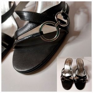 SOLD! White House Black Market Silver/Black heels, sandals Sz 6.5